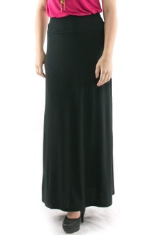 Saia Longa Viscolycra Lisa Preta