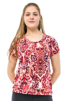 Tuniquete Manga Curta Marinheiro Estampa Floral Bordô