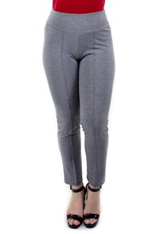 Calça Cigarrete Friso Lisa Cinza Mescla