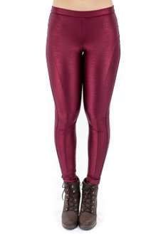 Calça Keli Brilho Estampa Animal Bordô