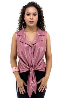 Camisete Cropped Sem Manga Cirre Lisa Rosa