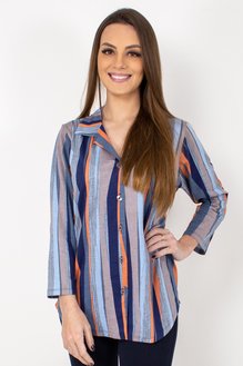 Camisete Dora Manga 7/8 Estampa de Listras