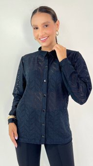 Camisete Laura Renda Lisa Preta