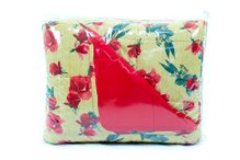 Colcha Malha Casal Queen 2,40mx2,50m Estampa Floral Caramelo e Vermelho