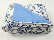Colcha Malha Casal Queen 240x250 Estampa Floral Azul Claro