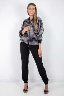 Conjunto Feminino Manga Longa Crepe Bourbon Estampado