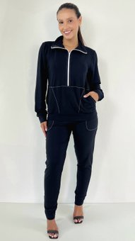 Conjunto Feminino Moletinho Milena Liso Preto