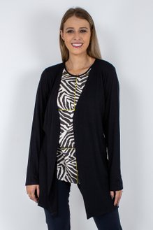 Conjunto Feminino Twinset Manga Longa Estampado Preto