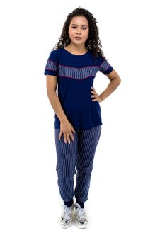 Conjunto Manga Curta Malha Viscolycra Azul Marinho