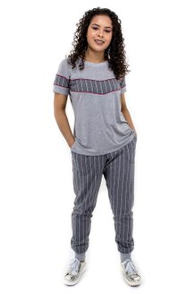 Conjunto Manga Curta Malha Viscolycra Cinza Mescla