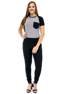 Conjunto Manga Curta Moletin Bia Liso Preto e Cinza