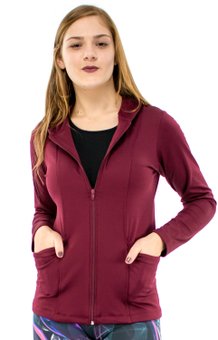 Jaqueta Fitness com Pelúcia Lisa Bordô