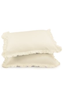 Fronha Malha com Babado Lisa Creme (Par)