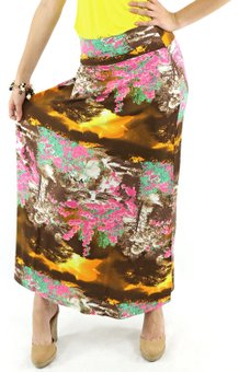 Saia Longa Viscolycra Estampa Floral