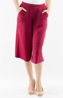 Calça Pantacourt Viscolycra Lisa Bordô