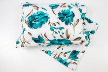 Fronha Malha Matelada Estampa Floral Verde