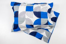 Fronha Malha Matelada Estampa Geométrica Azul e Cinza