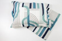 Fronha Malha Matelada Estampa Geométrica Azul e Verde