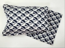 Fronha Malha Matelada Estampa Geométrica Azul Marinho e Cinza