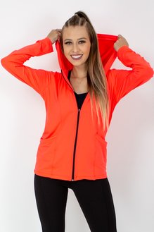 Jaqueta Fitness Tela Lisa Laranja