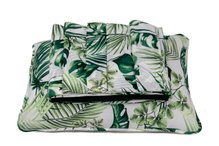 Jogo de Cama Malha Casal 4pçs Estampa Folhas Verdes