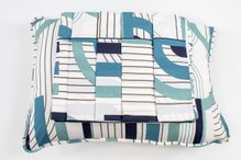 Jogo de Cama Malha Casal 4pçs Estampa Geométrica Azul e Verde