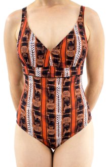 Maiô Amélia Bojo Estampa Étnica Marrom