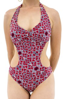 Maiô Engana Mamãe Asa Delta Bojo Estampa Geométrica Vermelho