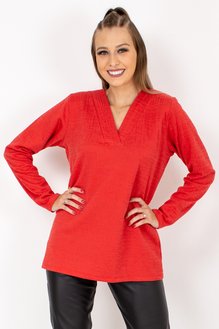 Meia Túnica Manga Longa Jacquard Lisa Laranja