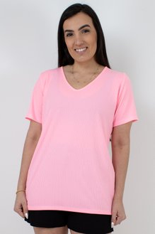Meia Túnica Manoela Manga Curta Rosa Neon