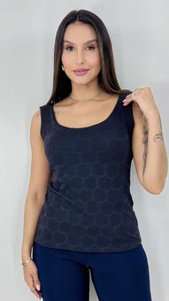 Regata Feminina com Bojo Lisa Preta