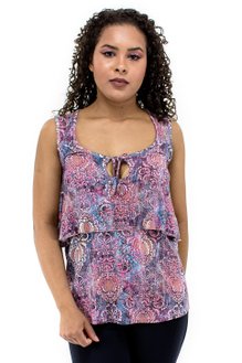 Regata Gota Viscolycra Estampa Caxemira Rosa