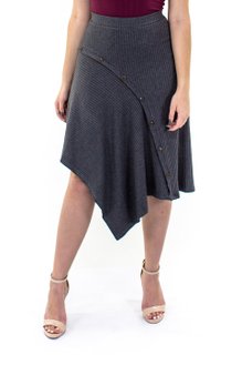 Saia Midi Canelada Lisa Grafite