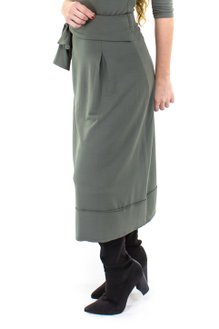 Saia Midi Moletim Lisa Verde Musgo