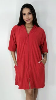 Saída de Banho Roupão Roupão Sofia Vermelho Liso