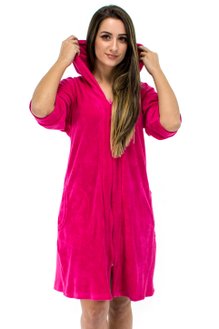 Saída de Banho Roupão Sofia Liso Rosa Capuz
