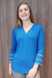 Tuniquete Manga 7/8 Viscolycra Lisa Azul