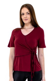 Tuniquete Manga Curta Amarrada Lisa Bordô