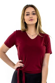 Tuniquete Manga Curta Cropped Lateral Lisa Bordo