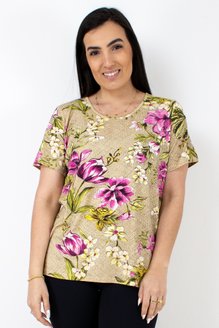 Tuniquete Manga Curta Viscolycra Estampa Floral