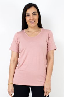 Tuniquete Manga Curta Viscolycra Lisa Rosa Claro