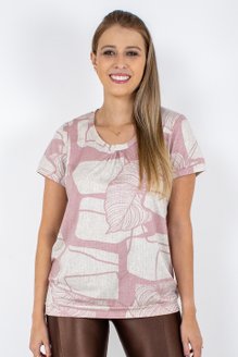 Tuniquete Marinheiro Manga Curta em Malha Viscolycra Estampada Rosê