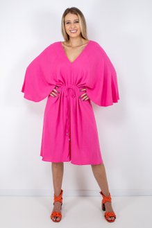 Vestido Kaftan Borboleta Liso Rosa