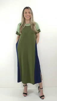 Vestido Loyva Marinho e Verde