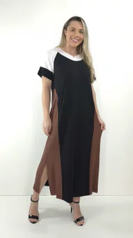 Vestido Loyva Marrom e Preto