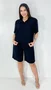 Conjunto Feminino Clássico Bermuda e Camisa Manga Curta Liso Preto