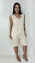 Conjunto Feminino Colete e Bermuda em Linho Cor Cru
