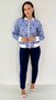 Jaqueta Feminina Bomber Flor Azul