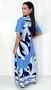 Vestido Feminino Kaftan Estampado em Tons de Azul