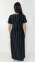 Vestido Feminino Longo Camisetão Manga Curta Listrado Preto e Branco